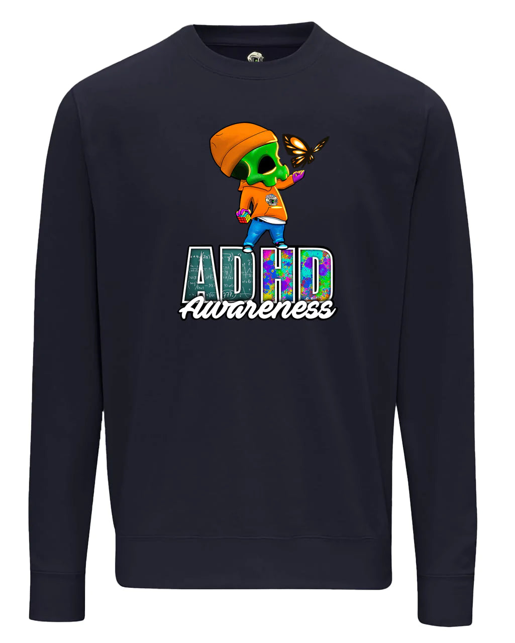 Navy ADHD Street Mental Health Awareness Sweater By Unsubtle Skulls