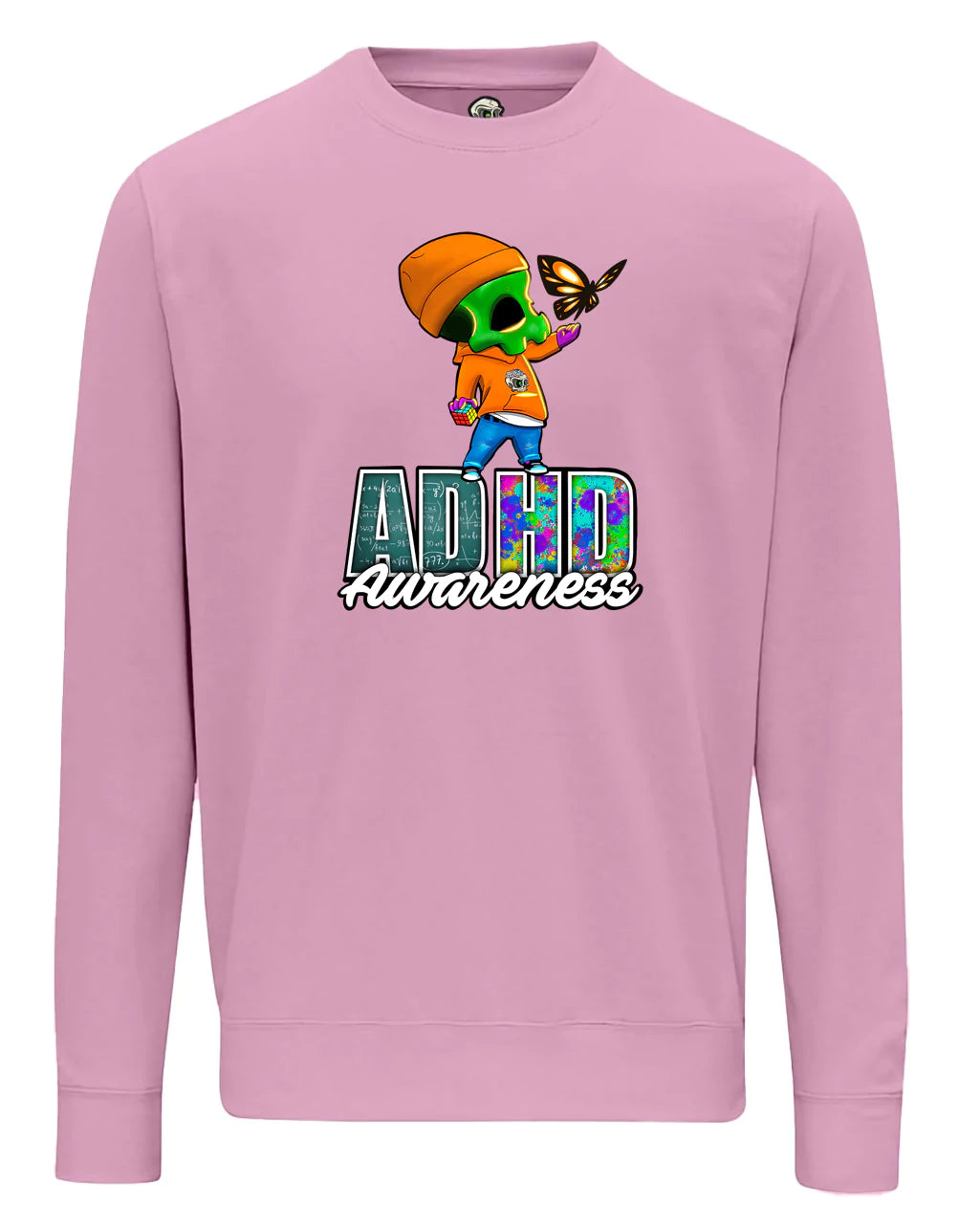 Pink ADHD Street Mental Health Awareness Sweater By Unsubtle Skulls
