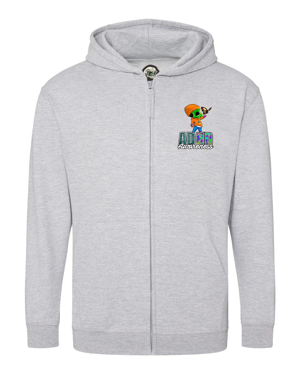 Kids ADHD Mental Health Awareness Full Zip Hoodie By Unsubtle Skulls