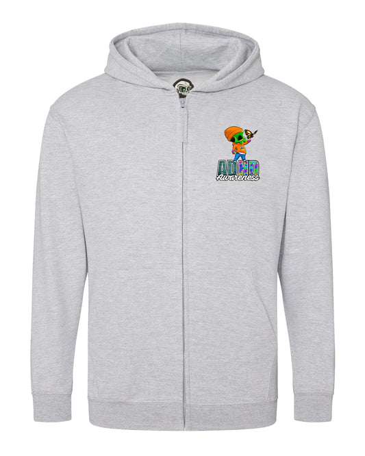 Kids ADHD Mental Health Awareness Full Zip Hoodie By Unsubtle Skulls