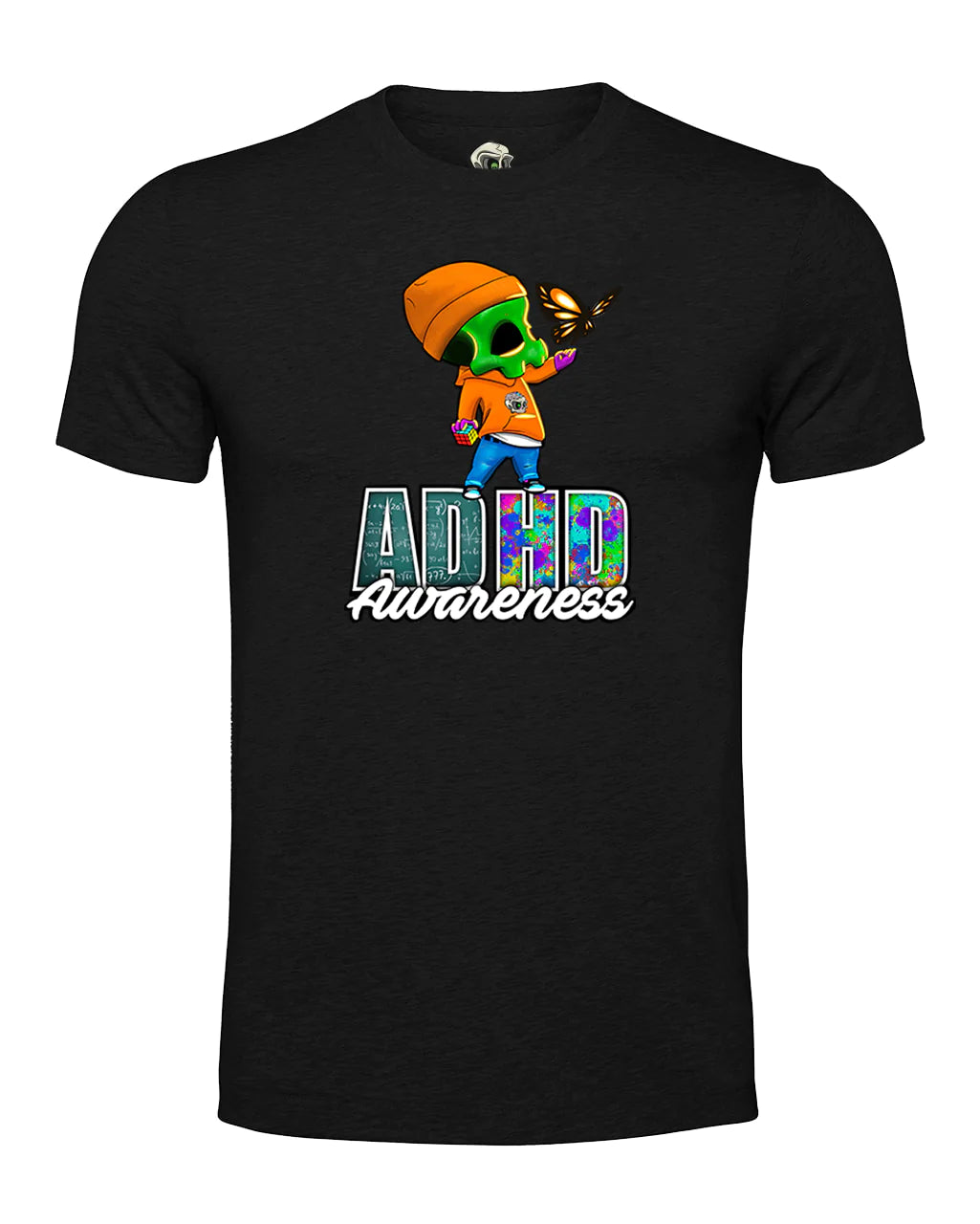 Black ADHD Street Mental Health Awareness T-Shirt By Unsubtle Skulls