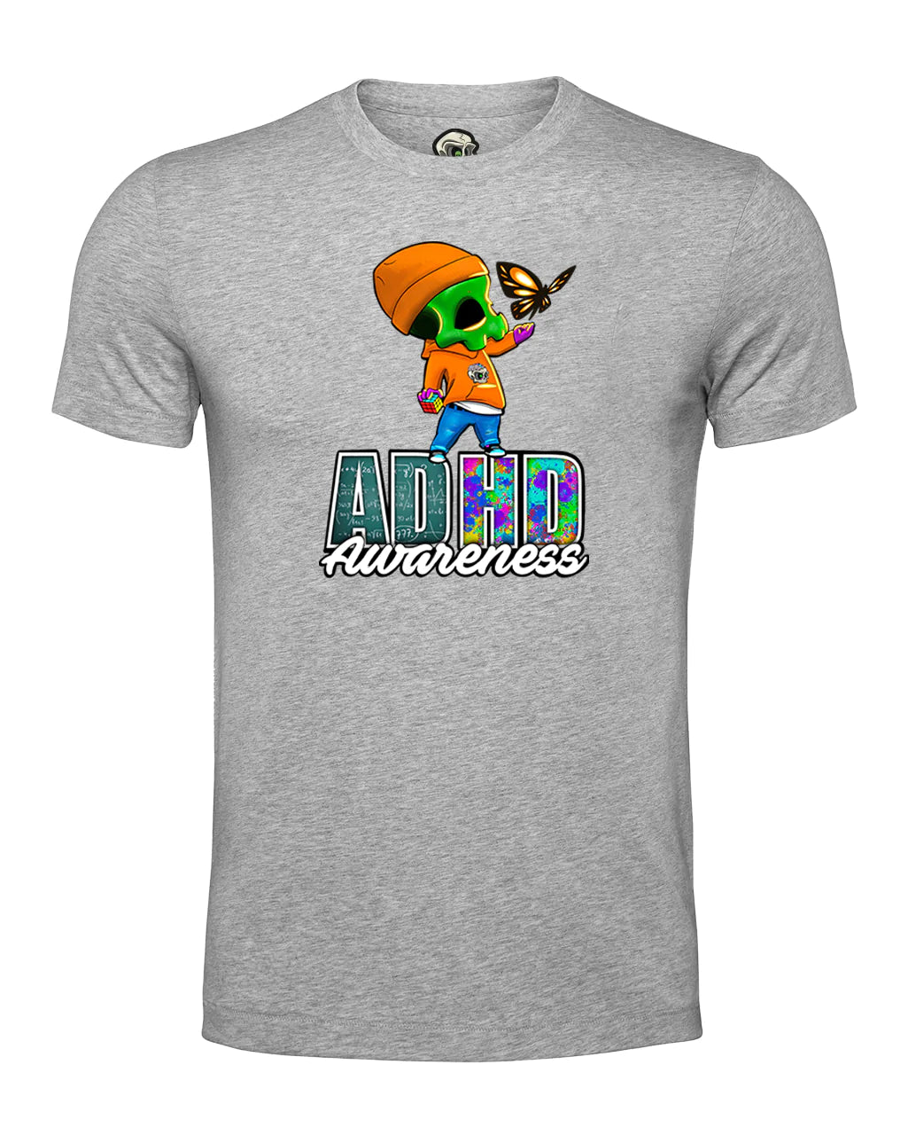 Heather Grey ADHD Street Mental Health Awareness T-Shirt By Unsubtle Skulls