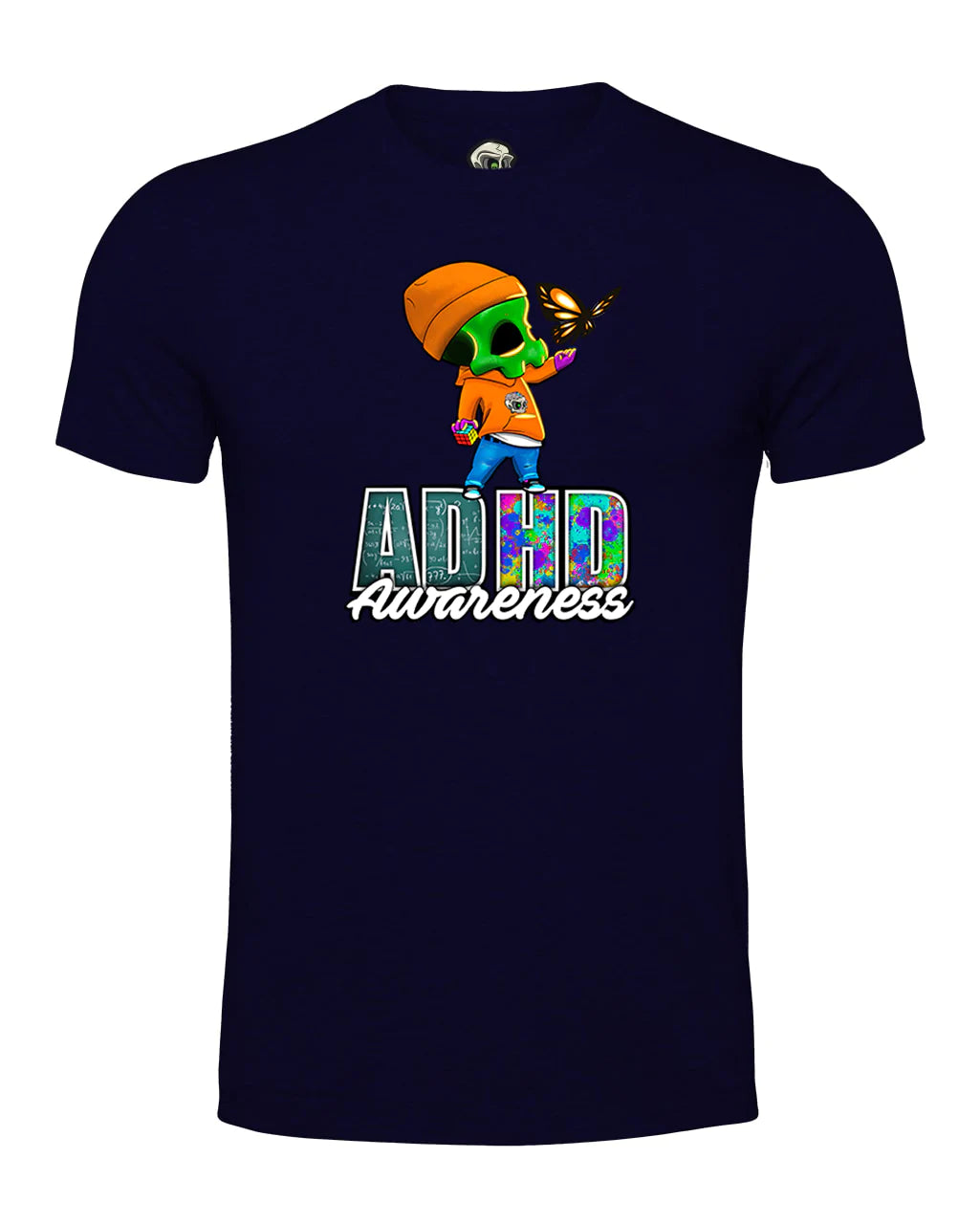 Navy ADHD Street Mental Health Awareness T-Shirt By Unsubtle Skulls