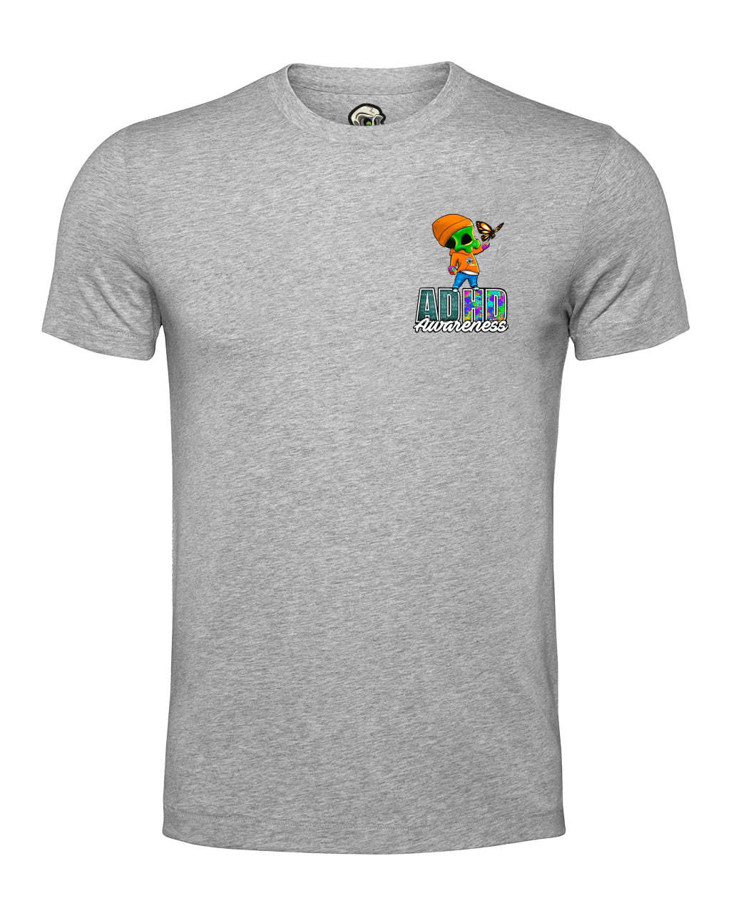 Heather Grey ADHD Street Mental Health Awareness T-Shirt By Unsubtle Skulls