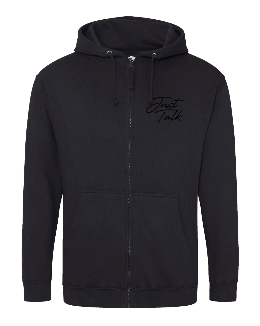 Just Talk Black Script Mental Health Awareness Full Zip Hoodie By Unsubtle Skulls