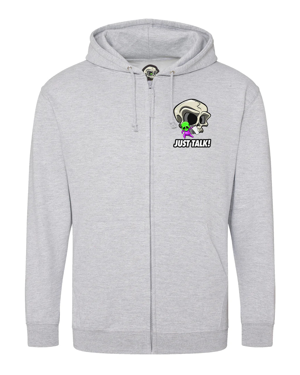 Just Talk Logo Full Zip Hoodie By Unsubtle Skulls