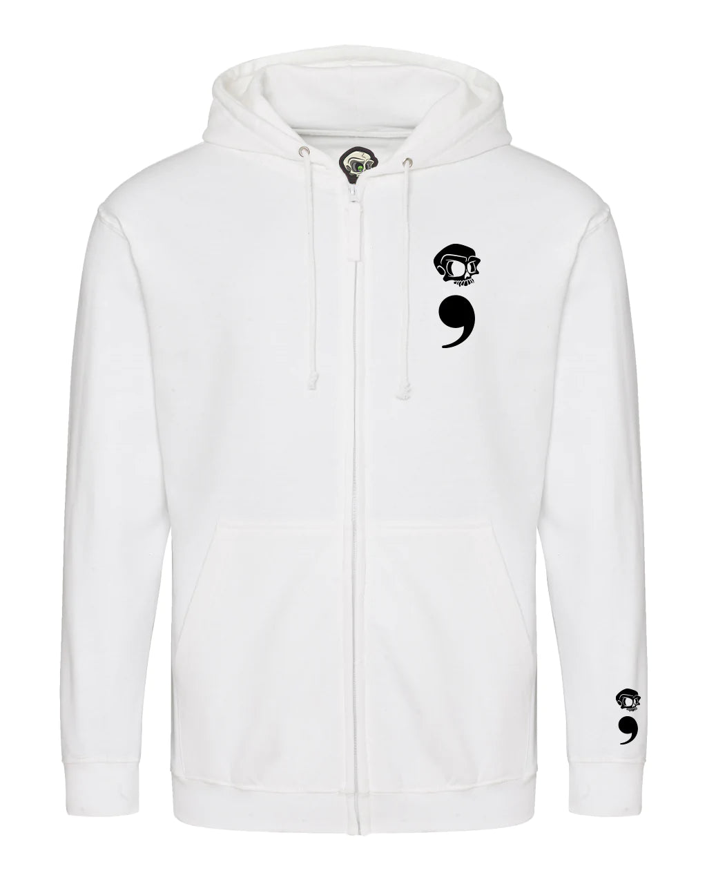 Black Semi Colon Mental Health Awareness Full Zip Hoodie By Unsubtle Skulls