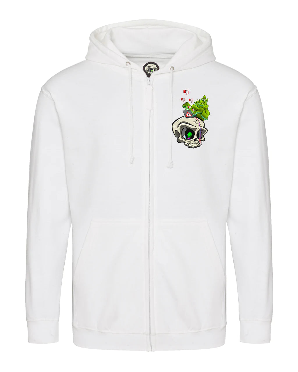 White Internet Troll Cyberbullying Awareness Full Zip Hoodie By Unsubtle Skulls