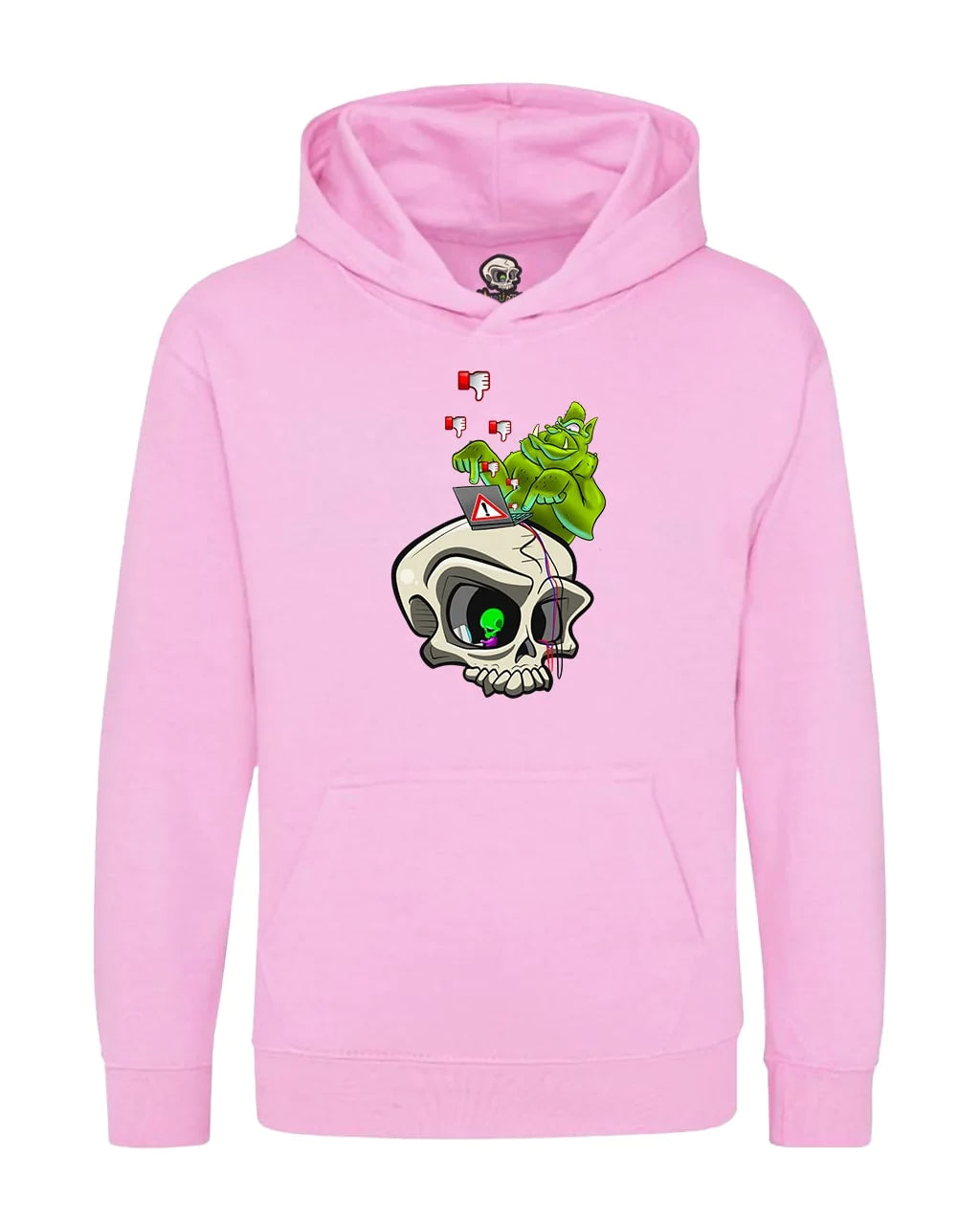 Kids Anti Bullying Troll Skull Mental Health Awareness Hoodie By Unsubtle Skulls
