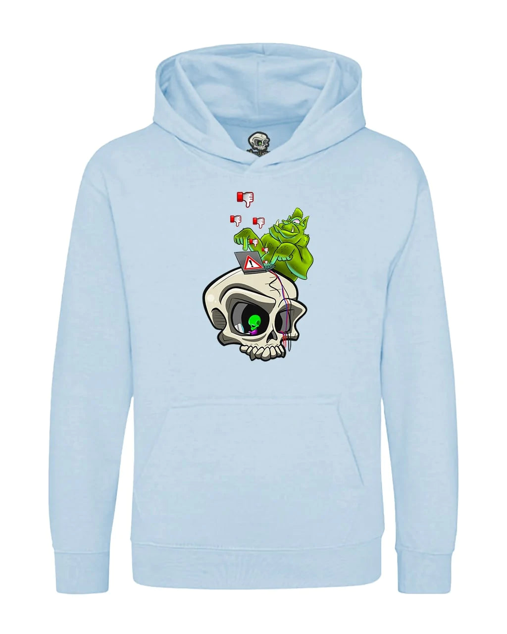 Kids Anti Bullying Troll Skull Mental Health Awareness Hoodie By Unsubtle Skulls