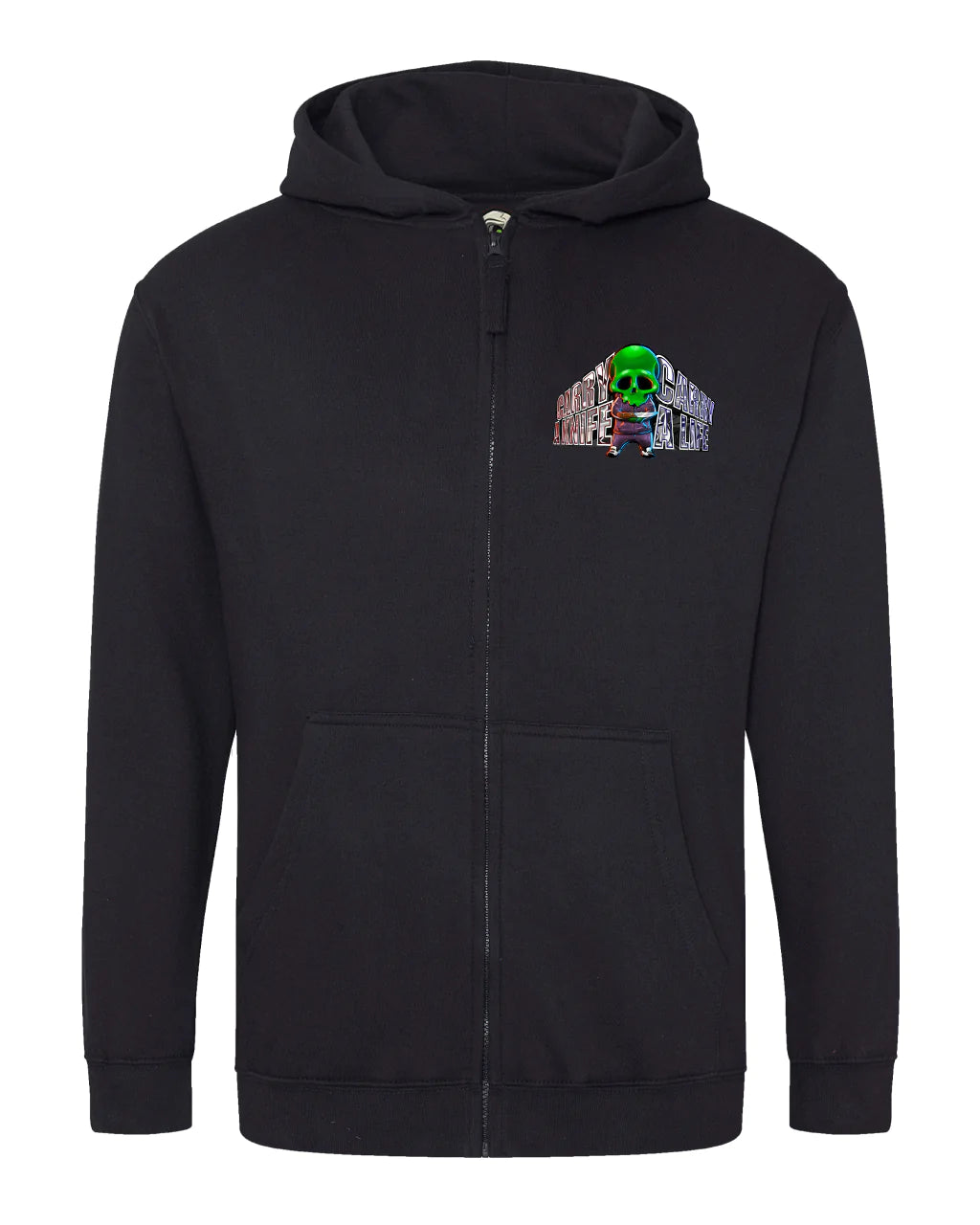 Kids Knife Crime A-Wear Mental Health Awareness Full Zip Hood By Unsubtle Skulls