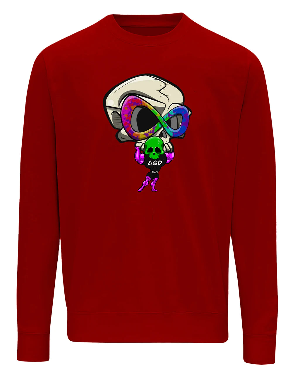 Red ASD Mental Health Awareness Sweater By Unsubtle Skulls