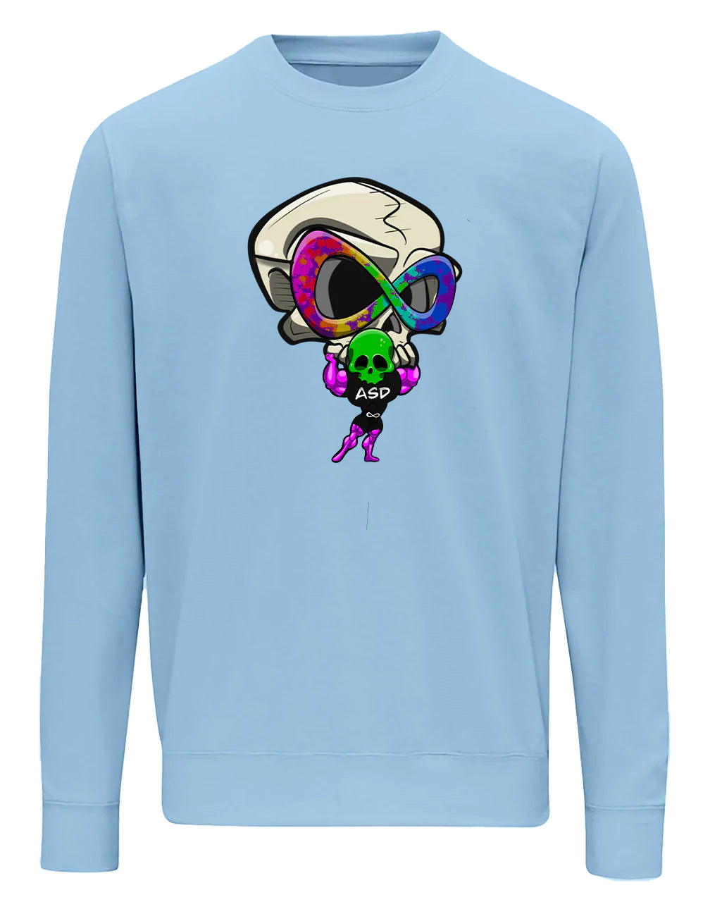 Sky Blue ASD Mental Health Awareness Sweater By Unsubtle Skulls