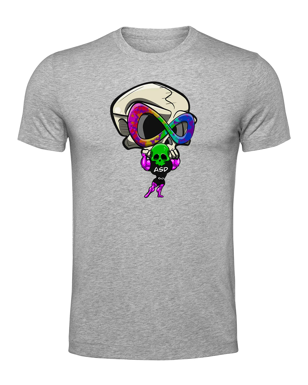 Heather Grey ASD Mental Health Awareness T-Shirt By Unsubtle Skulls