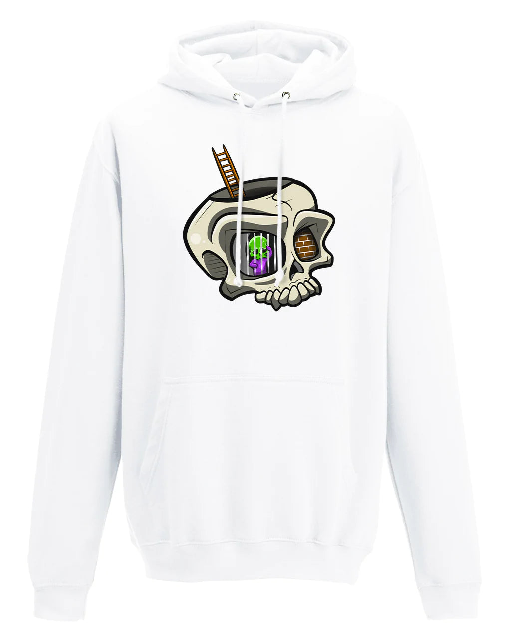White Anxiety Mental Health Awareness Hoodie By Unsubtle Skulls