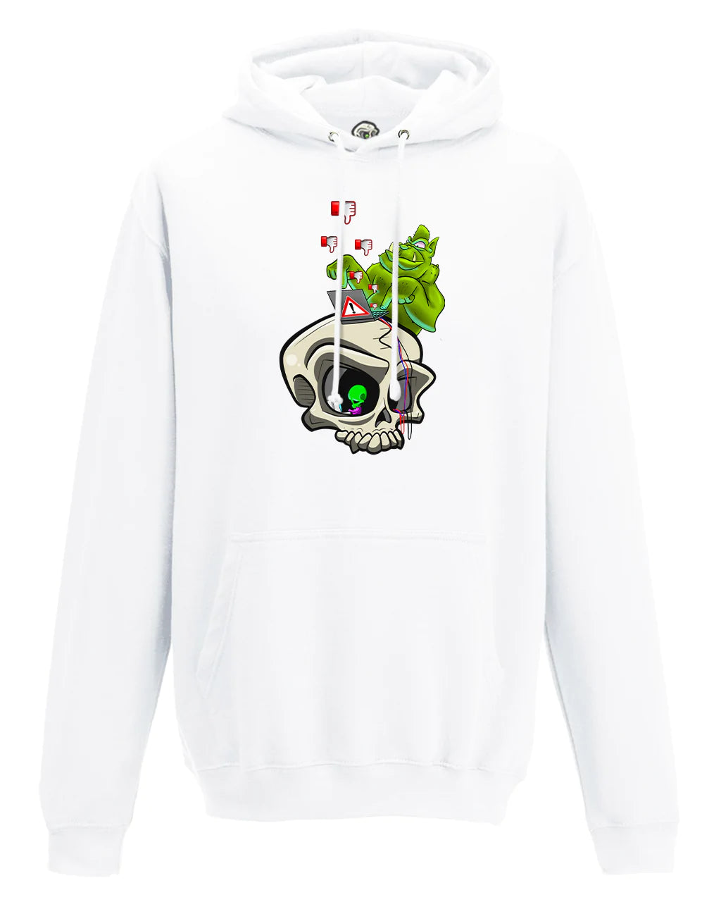 White Internet Troll Cyberbullying Awareness Hoodie By Unsubtle Skulls
