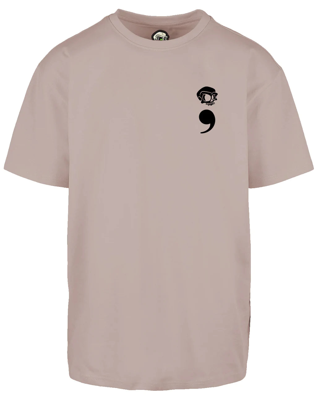 Black Semi Colon Left Breast Suicide Awareness Oversized T-Shirt