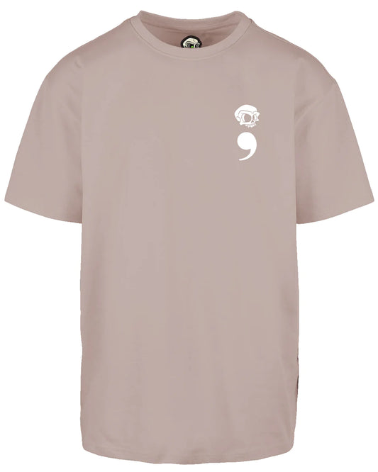 White Semi Colon Left Breast Suicide Awareness Oversized T-Shirt