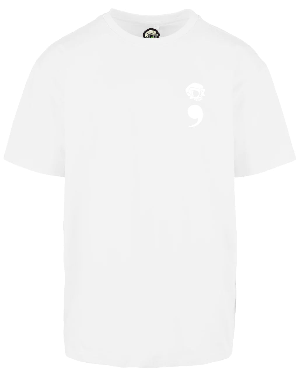 White Semi Colon Left Breast Suicide Awareness Oversized T-Shirt
