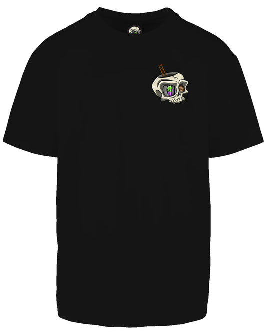 Anxiety Skull Left Breast Oversized T-Shirt