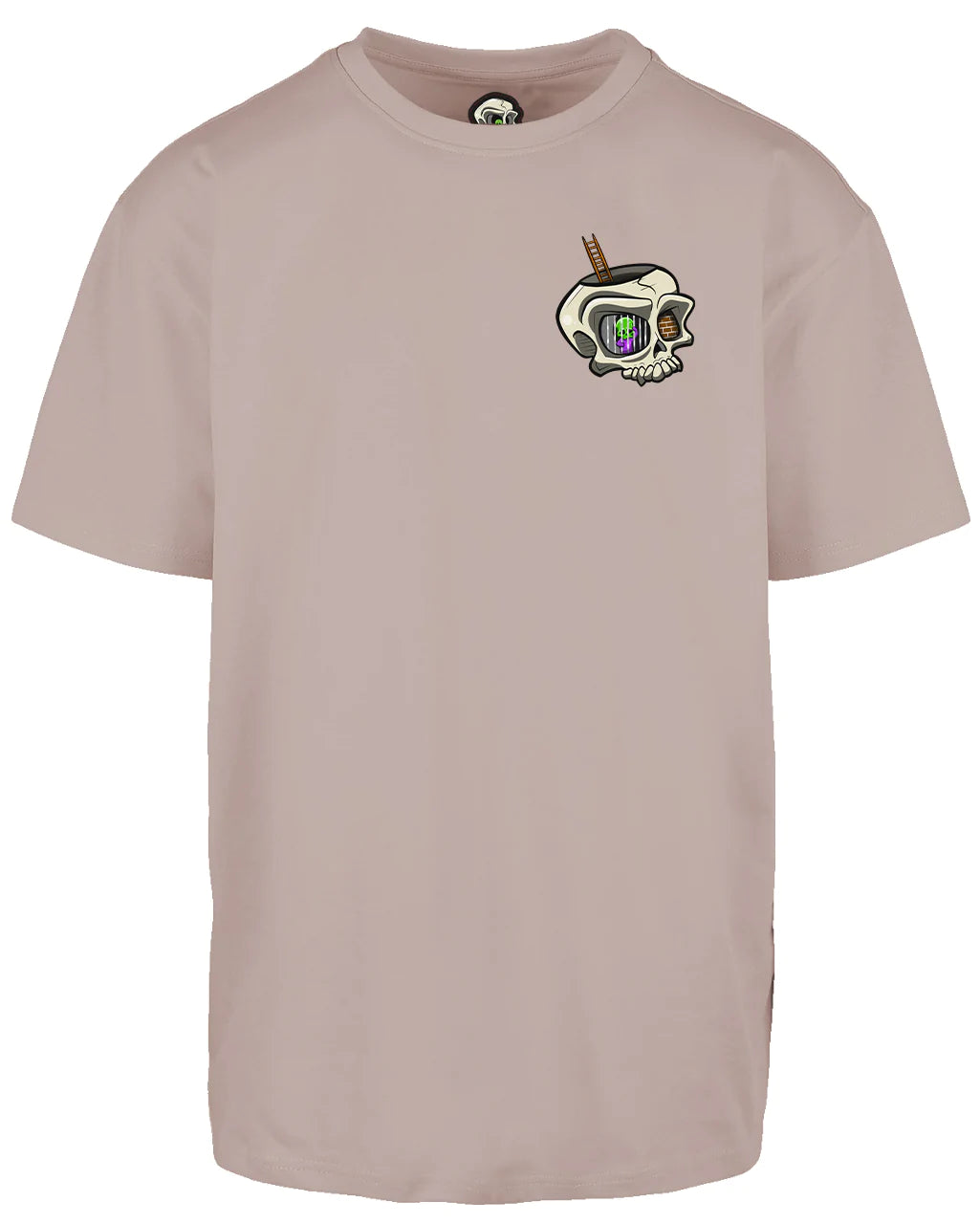 Anxiety Skull Left Breast Oversized T-Shirt