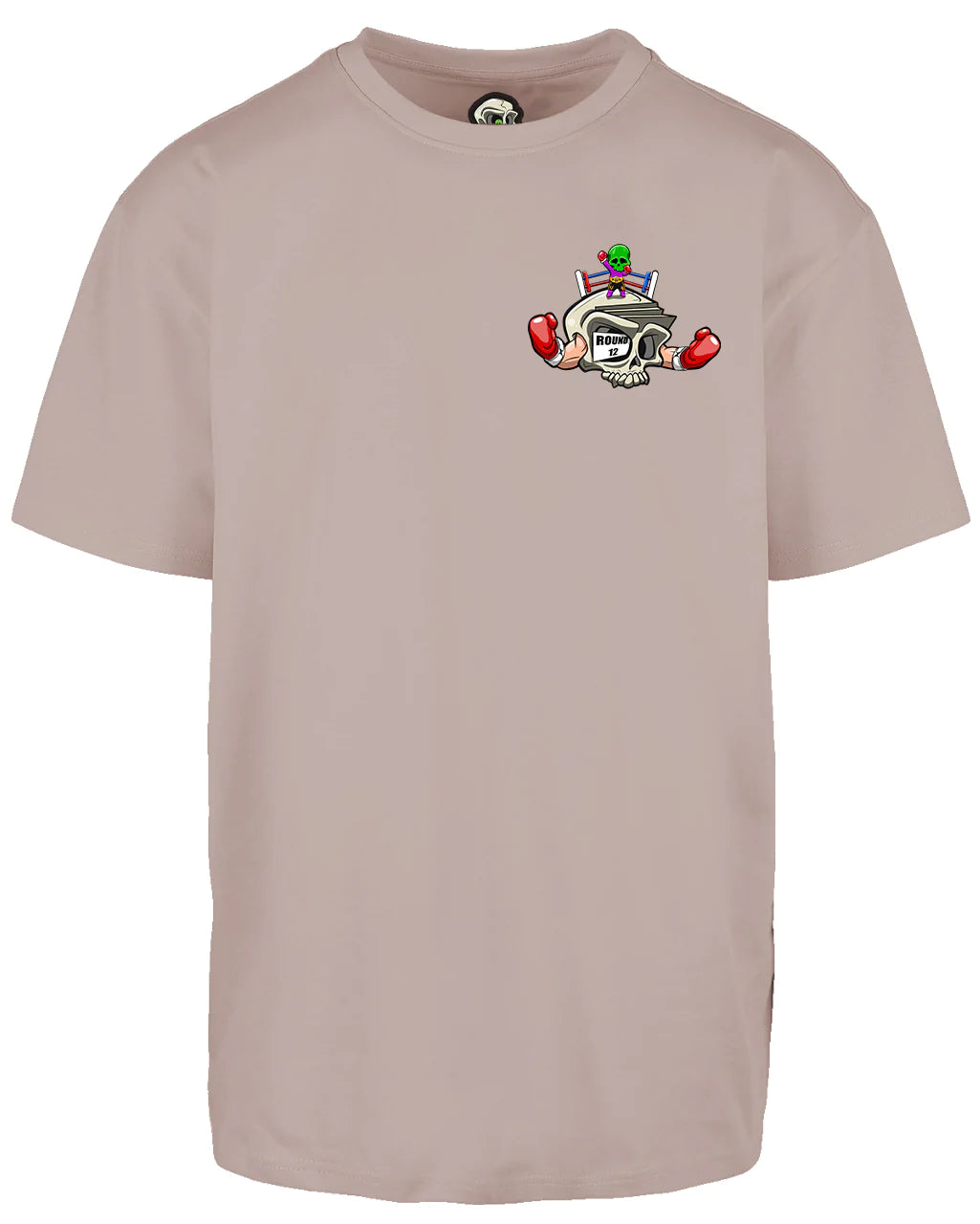 Boxing Skull Left Breast Oversized T-Shirt