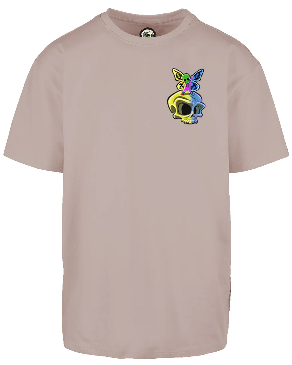 Down syndrome Skull Left Breast Oversized T-Shirt / Mental Health Awareness