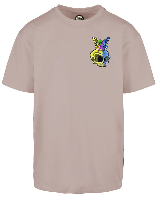 Down syndrome Skull Left Breast Oversized T-Shirt / Mental Health Awareness