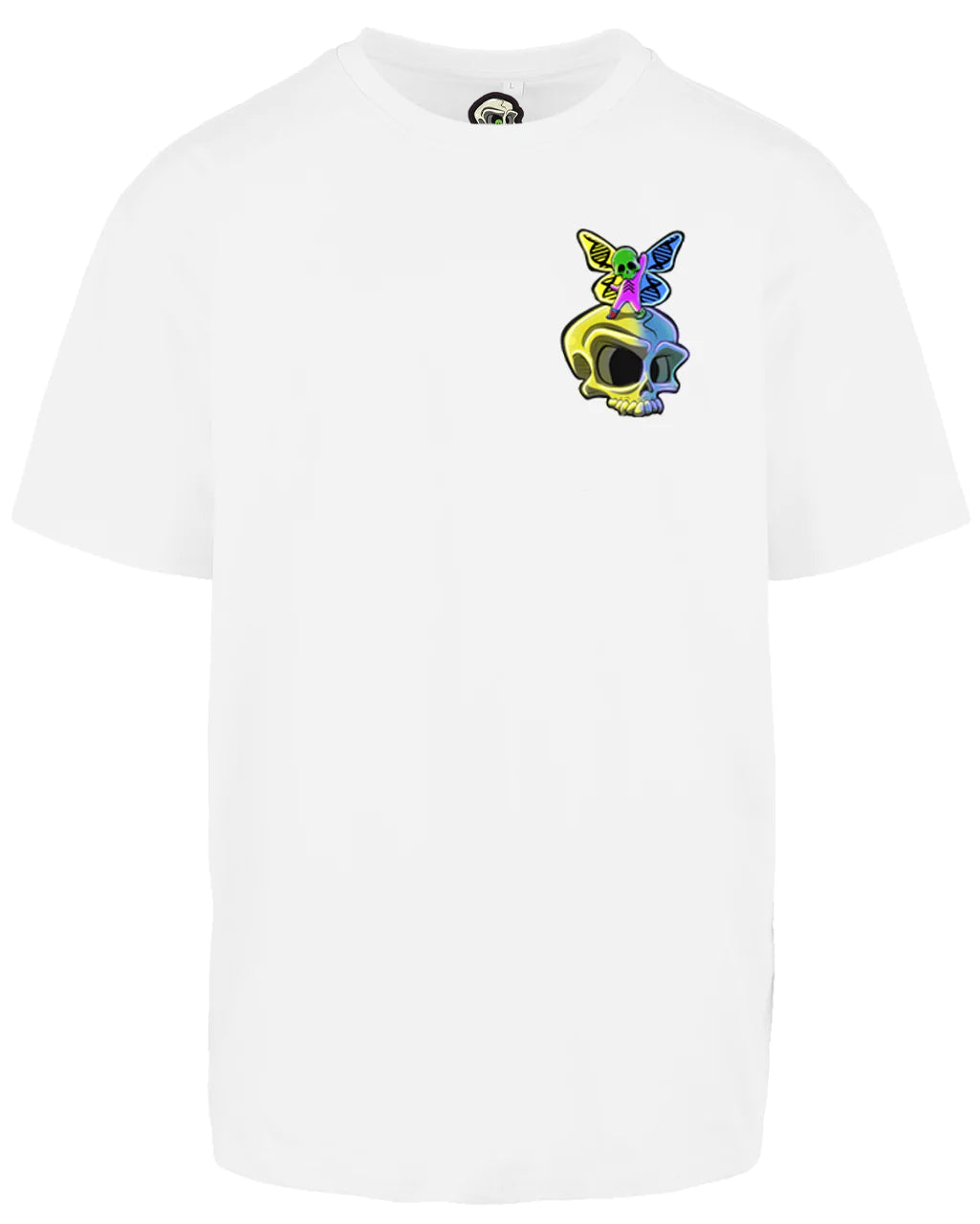 Down syndrome Skull Left Breast Oversized T-Shirt / Mental Health Awareness