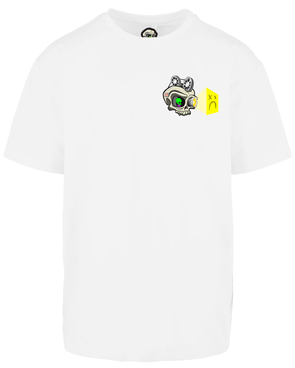 PTSD Skull Left Breast Oversized T-Shirt / Mental Health Awareness