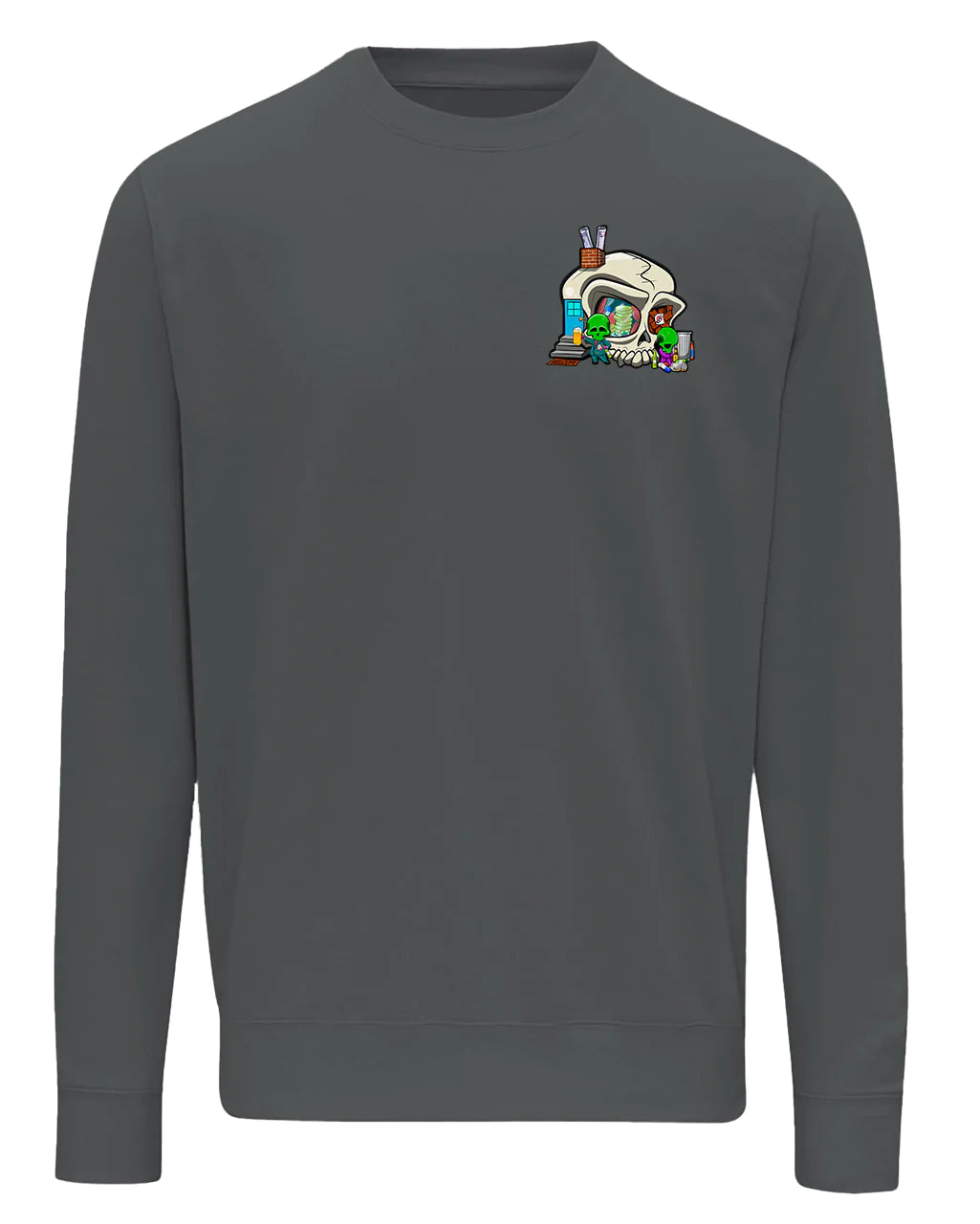 Addiction Awareness design on a Solid grey Sweater By Unsubtle Skulls