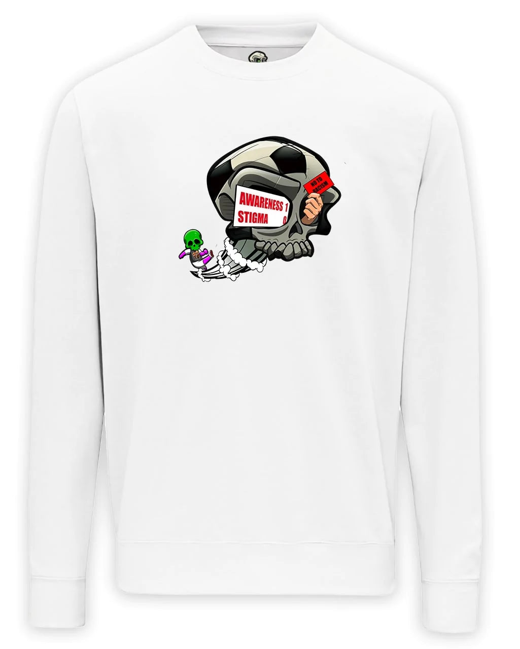 White Football Anti Racism Awareness Sweater By Unsubtle Skulls