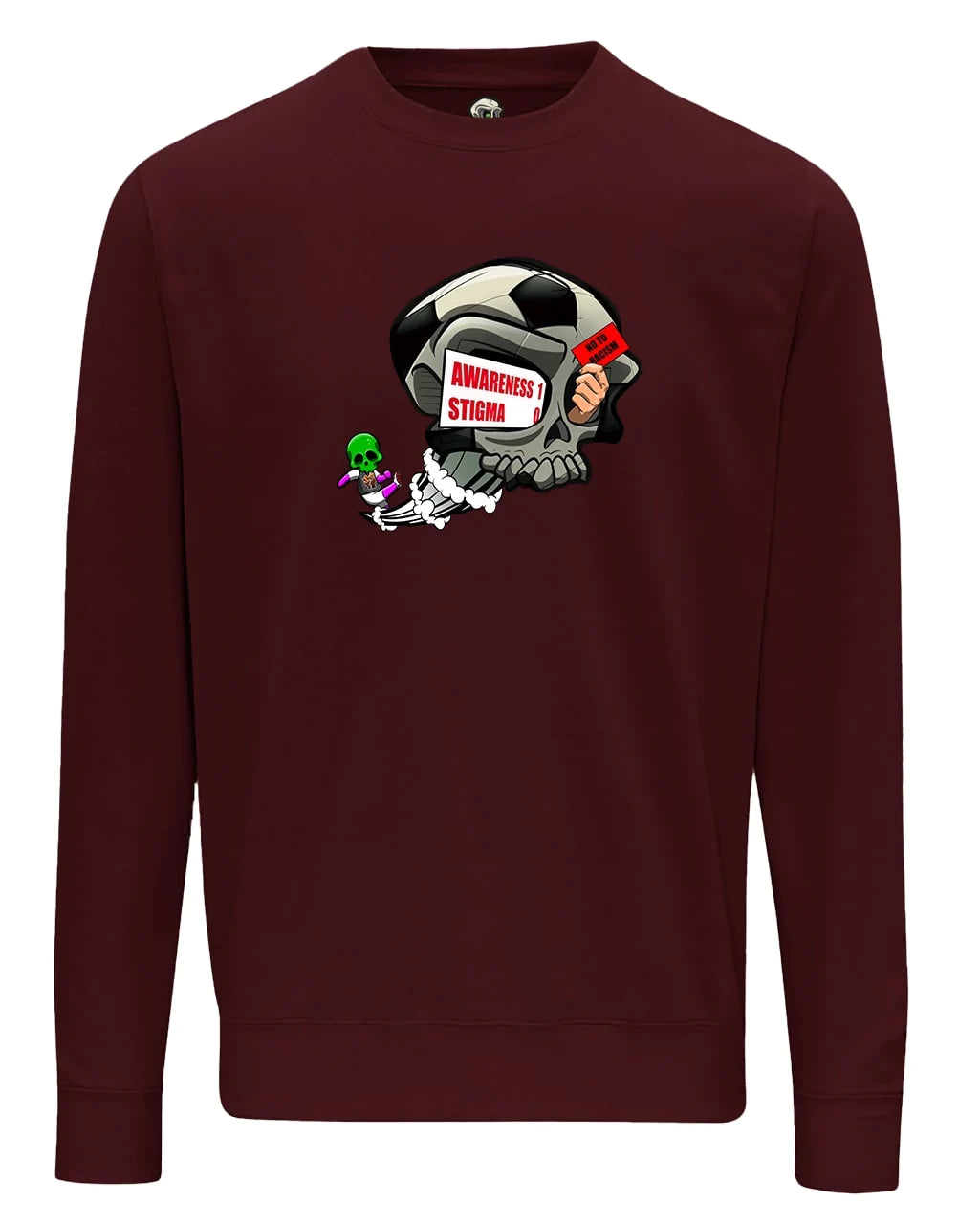 Burgundy Football Anti Racism Awareness Sweater By Unsubtle Skulls