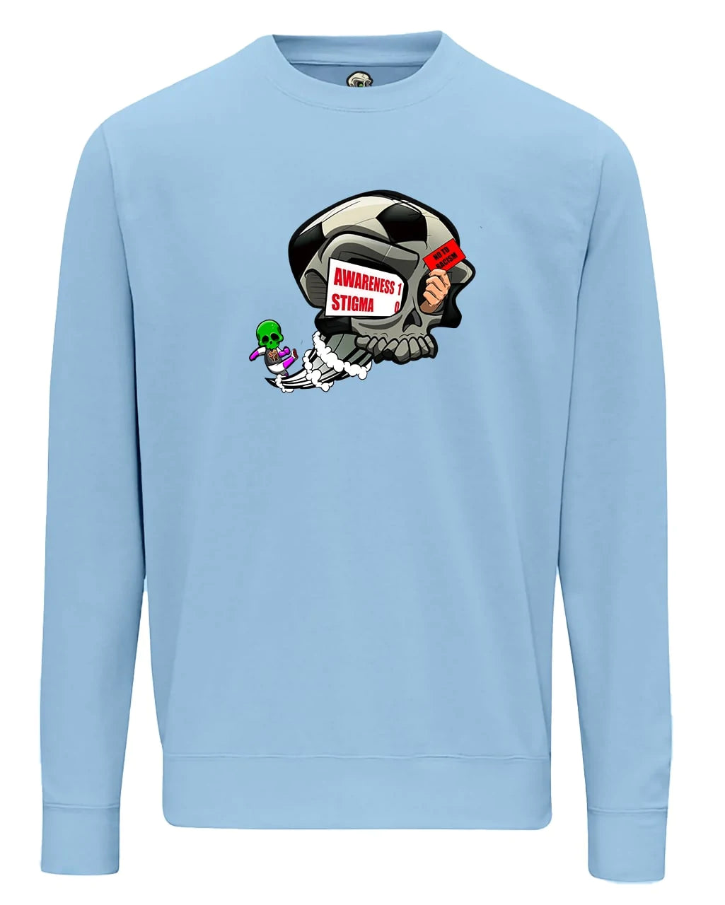 Sky Blue Football Anti Racism Awareness Sweater By Unsubtle Skulls