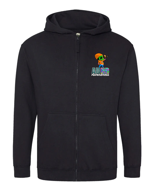 Kids ADHD Mental Health Awareness Full Zip Hoodie By Unsubtle Skulls