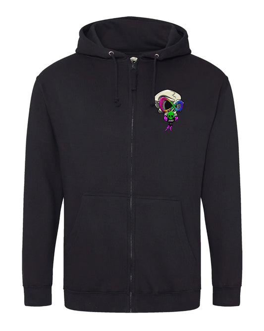 Black ASD Mental Health Awareness Full Zip Hoodie By Unsubtle Skulls