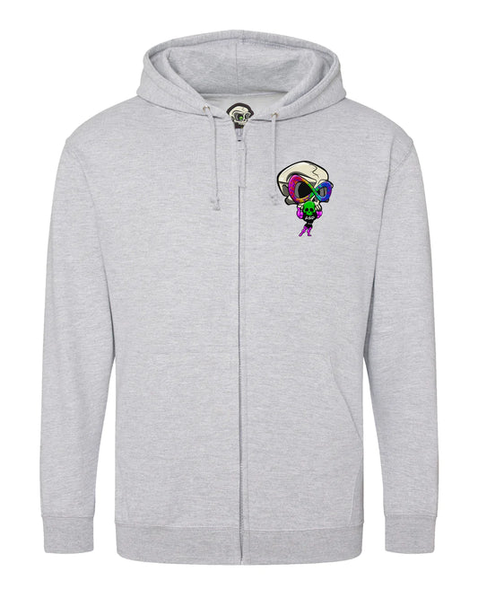 Heather Grey ASD Mental Health Awareness Full Zip Hoodie By Unsubtle Skulls