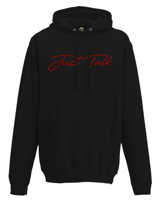 Just Talk Red Script Mental Health Awareness Hoodie By Unsubtle Skulls