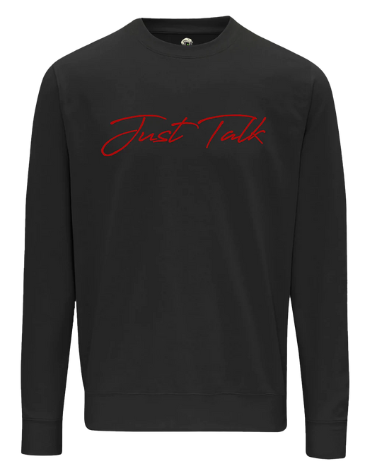 Just Talk Red Script Mental Health Awareness Sweater By Unsubtle Skulls