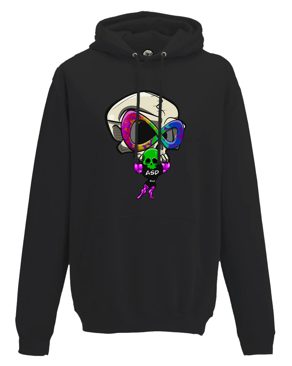 Black ASD Mental Health Awareness Hoodie By Unsubtle Skulls