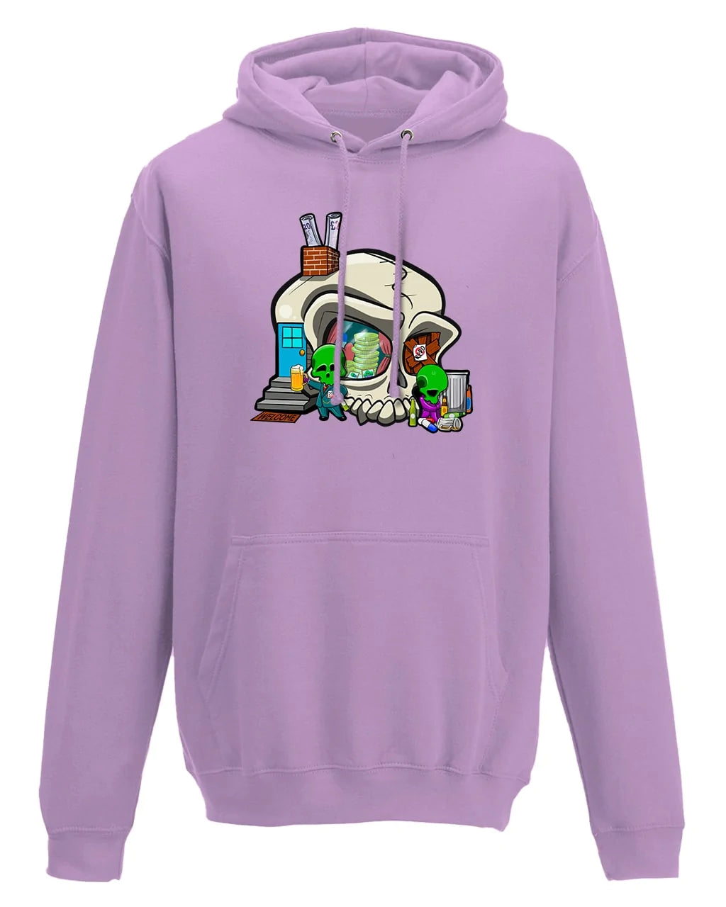 Addiction Mental Health Awareness Design on a Lavender Hoodie By Unsubtle Skulls