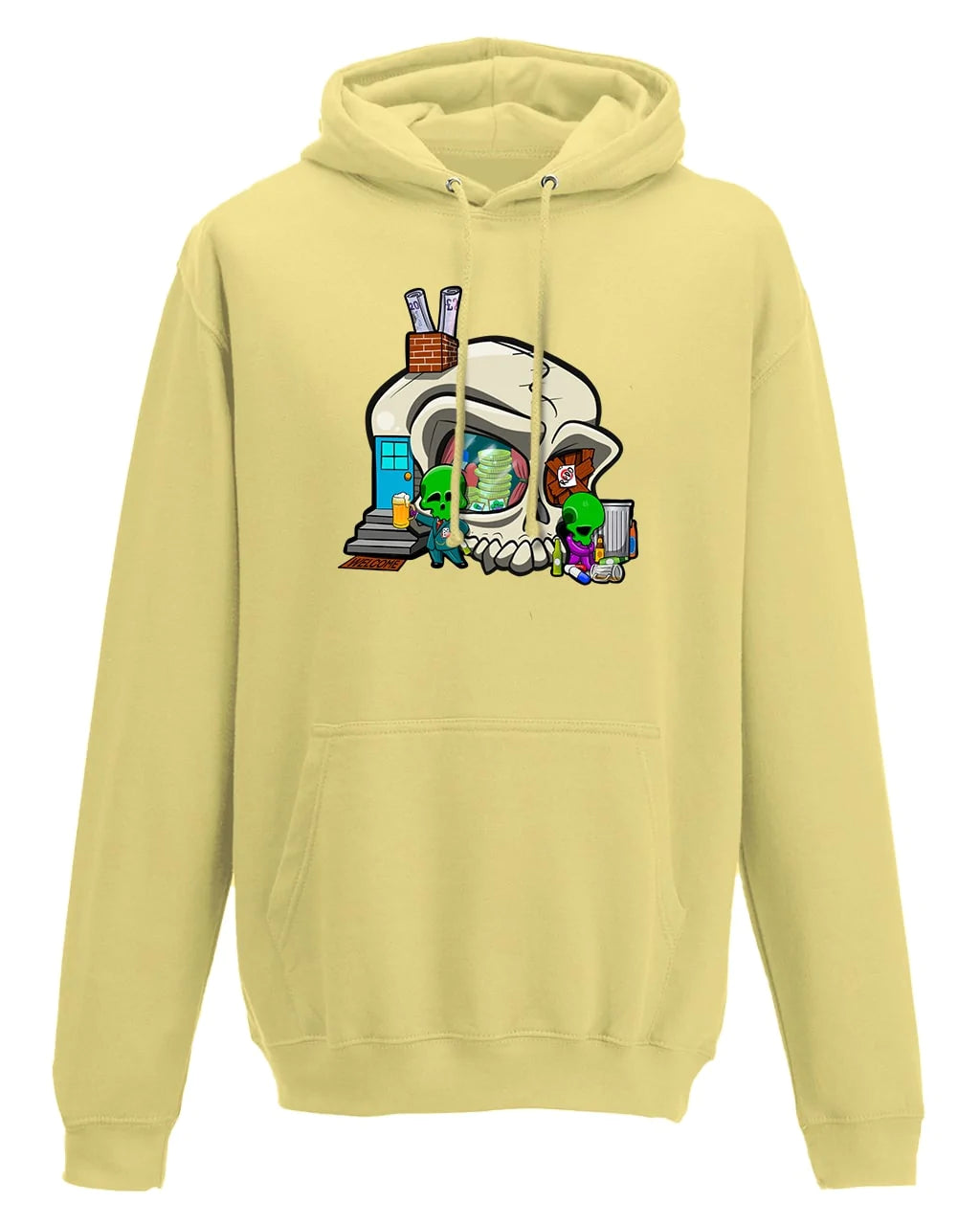 Addiction Mental Health Awareness Design on a Sherbet Lemon Hoodie By Unsubtle Skulls