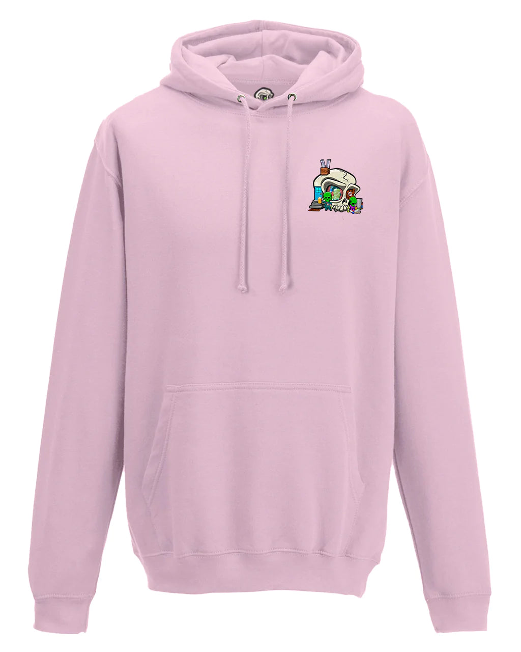 Addiction Mental Health Awareness Design on a Pink Hoodie By Unsubtle Skulls