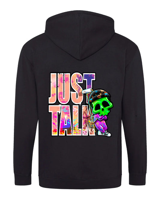 Just Talk Mental Health Awareness Full Zip Hoodie By Unsubtle Skulls