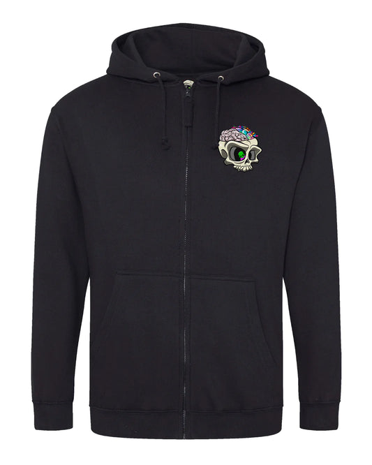 Black ADHD Mental Health Awareness Full Zip Hoodie By Unsubtle Skulls