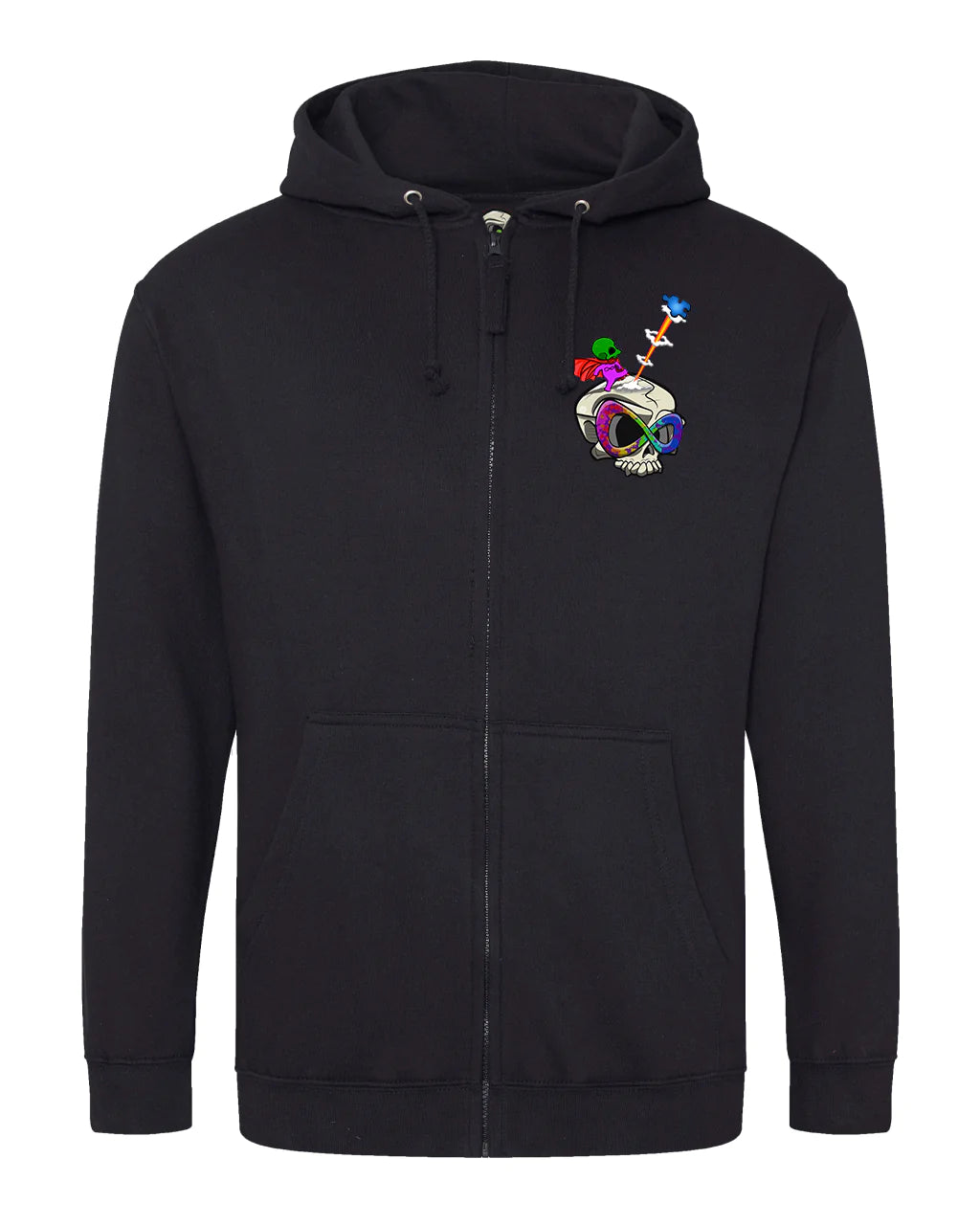 Black Autism Skull Mental Health Awareness Full Zip Hoodie By Unsubtle Skulls