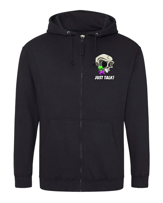 Just Talk Logo Full Zip Hoodie By Unsubtle Skulls