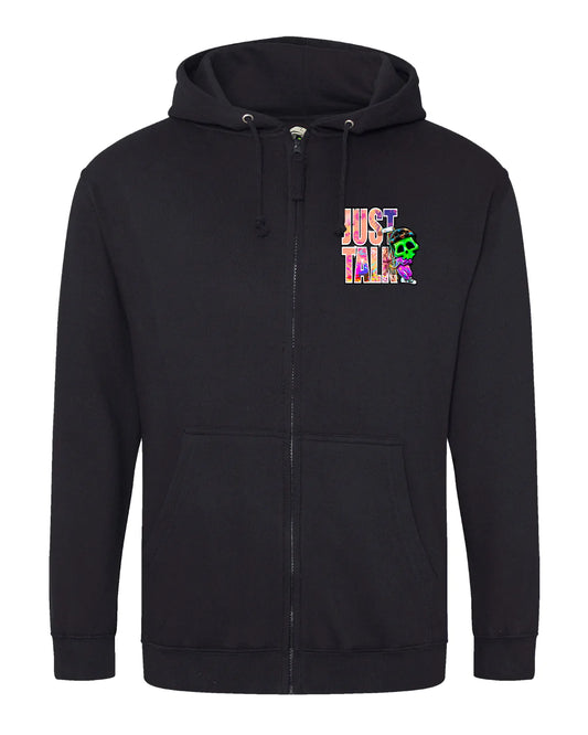 Just Talk Mental Health Awareness Full Zip Hoodie By Unsubtle Skulls