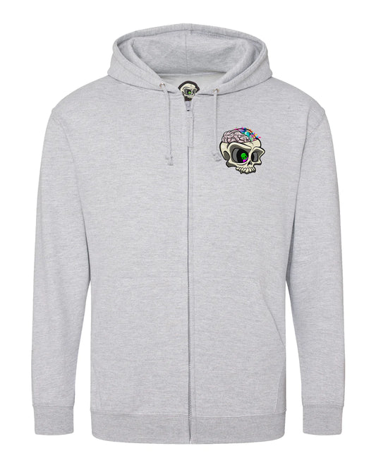 Heather Grey ADHD Mental Health Awareness Full Zip Hoodie By Unsubtle Skulls