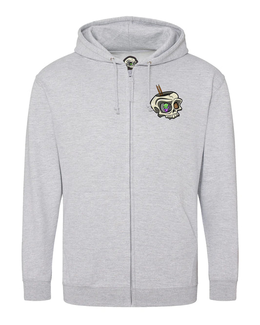 Heather Grey Anxiety Mental Health Awareness Full Zip Hoodie By Unsubtle Skulls